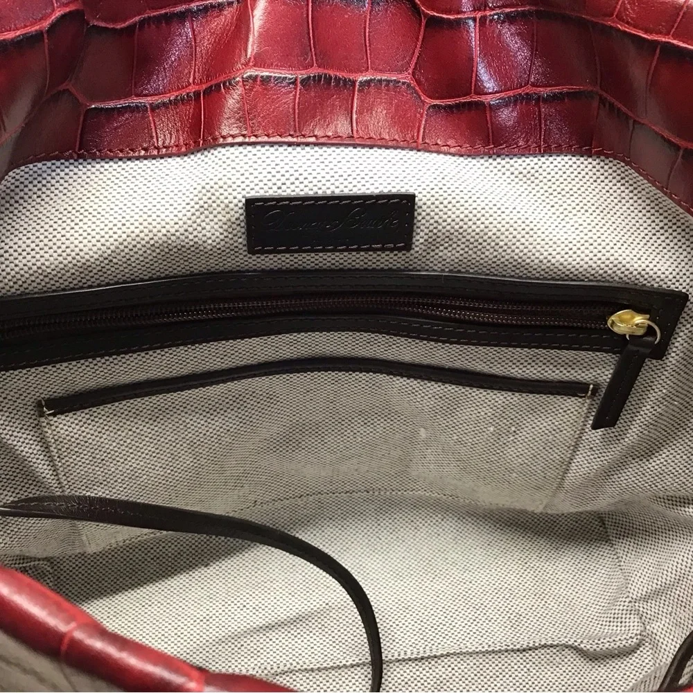 Dooney & Bourke Red Croc Embossed Italian Leather Dennison Hobo Shoulder Bag - Picture 16 of 16